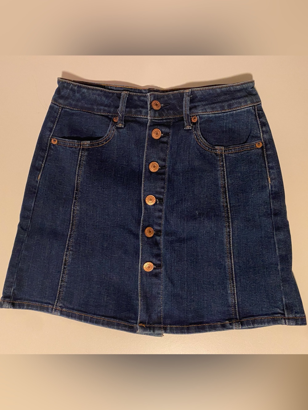 American Eagle Outfitters Dark Blue Button-Front Denim Mini Skirt